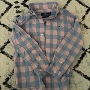 Vineyard Vines Kids Blue and Pink Checkered Shirt